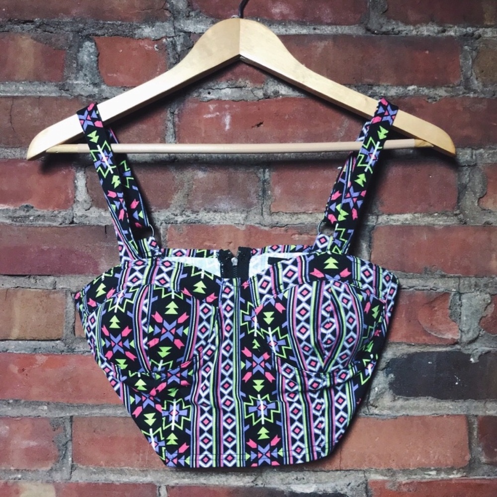 Aztec Patterned Bra Top in Black | Size S